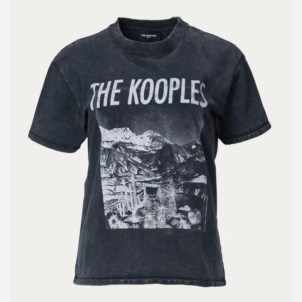 THE KOOPLES Black Desert Mountain Cactus Graphic T-Shirt Size EU 0